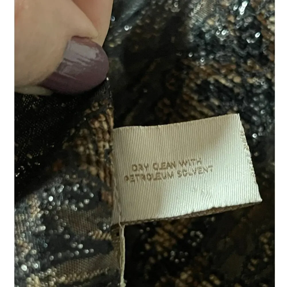 Chico's Womens Size Medium Dressy Brown Black Shimmer Sequin Bead Blazer Jacket